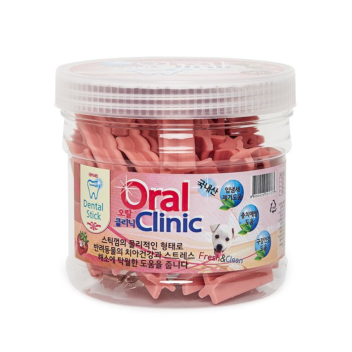 오랄클리닉 반려동물 치석제거용 덴탈껌 300g, 딸기, 1개