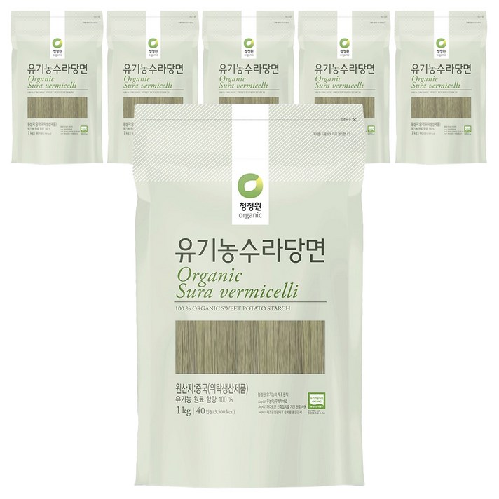 청정원 유기농 수라 당면, 1kg, 6개