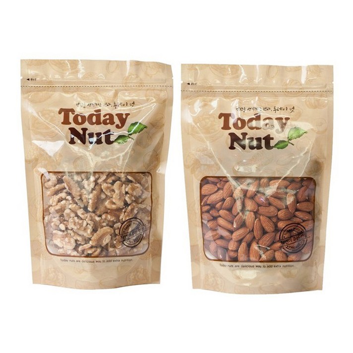 투데이넛 볶음아몬드 300g + 호두 250g, 1세트