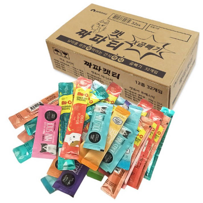 펫스토리 짜파캣티 곱빼기 고양이 간식 32p 세트, 1세트