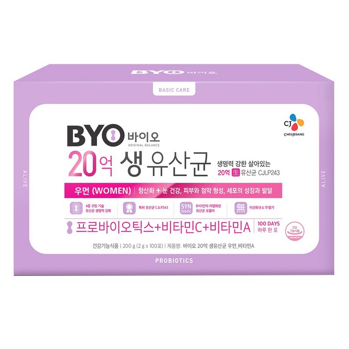 BYO 20억 생유산균 우먼 비타민A, 2g, 100개