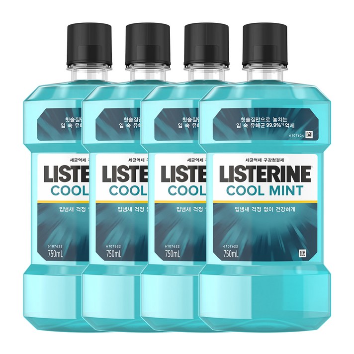리스테린 쿨민트 세균억제 구강청결제, 4개, 750ml