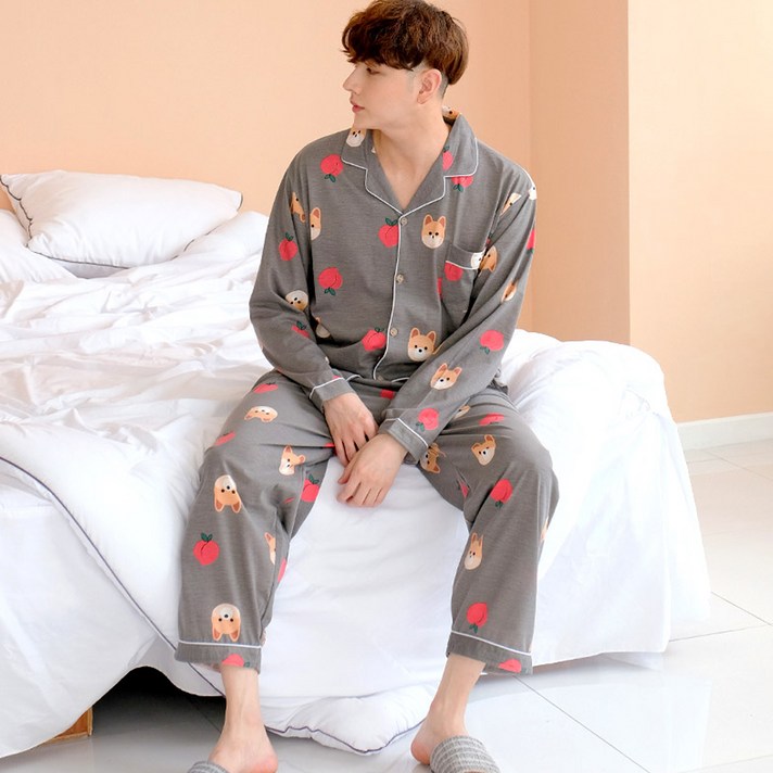 훌라펫 남성용 피치이브닝 긴팔 잠옷세트