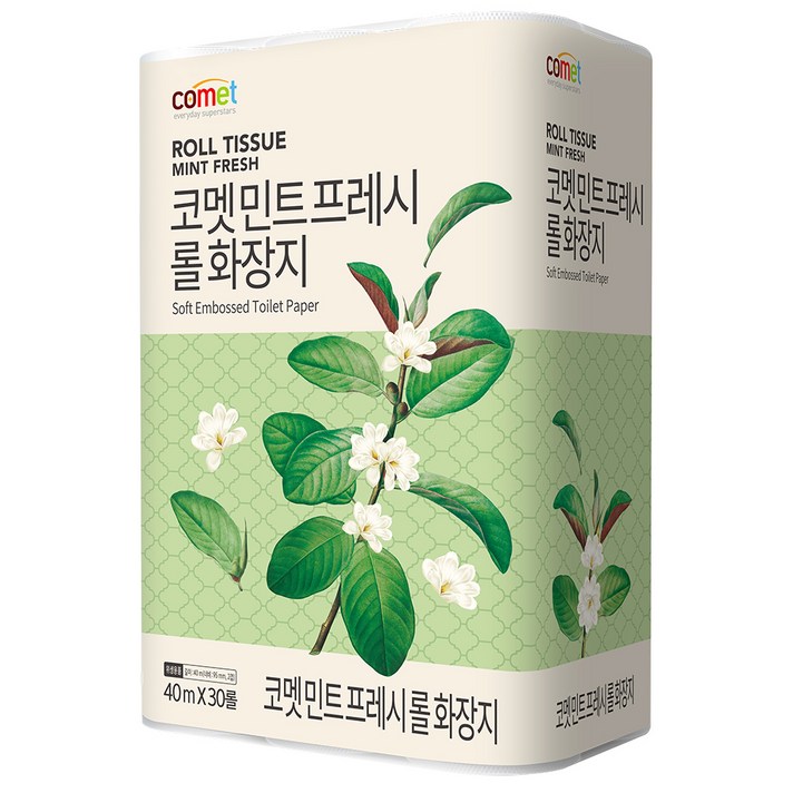 코멧 민트 프레시 2겹 롤화장지 40m, 30롤, 1개