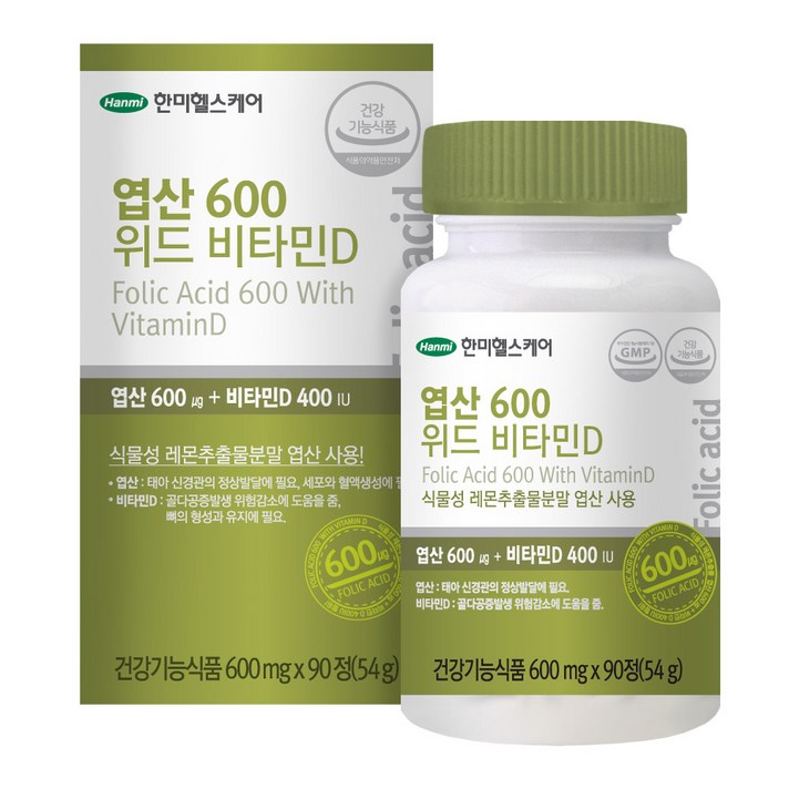 한미헬스케어 엽산 600 위드 비타민D, 90정, 1개