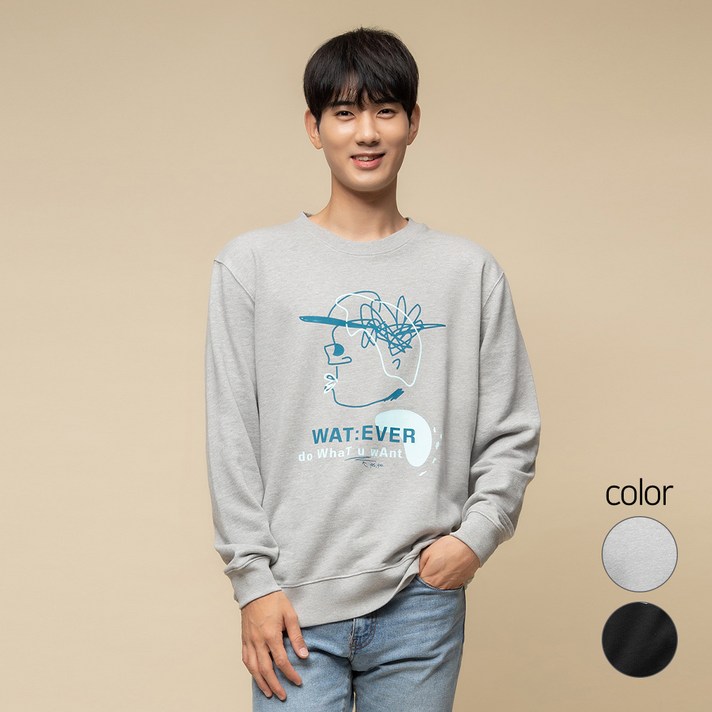 캐럿 남녀공용 릴렉스핏 그래픽 맨투맨 티셔츠 MJ07AA