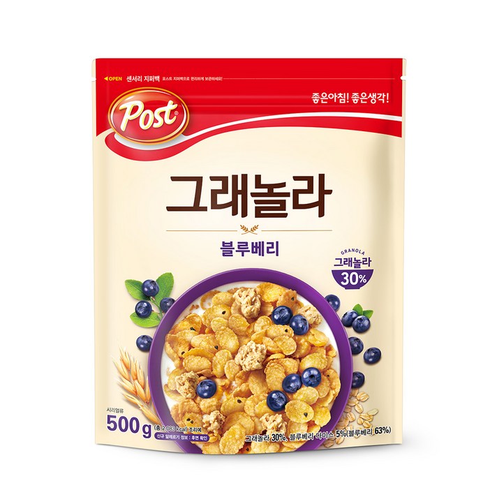 포스트 그래놀라 블루베리 시리얼, 500g, 1개