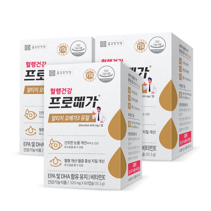 종근당건강 알티지 오메가3 듀얼 영양제, 60정, 3개