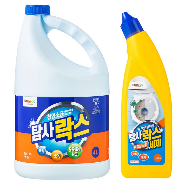 탐사 락스 4L + 욕실청소용 락스세제 750ml, 1세트