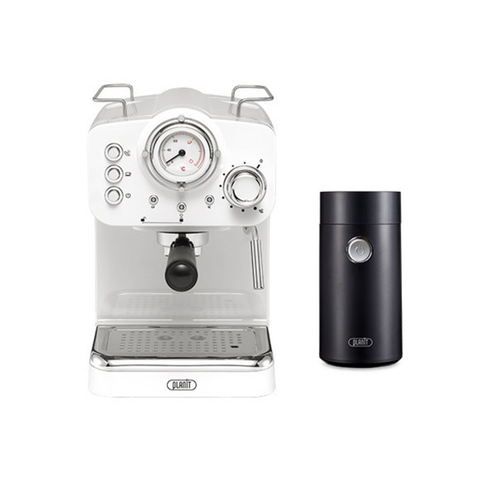 플랜잇 커피머신 홈카페 에디션 + 커피그라인더, PCM-F15W(크림화이트)