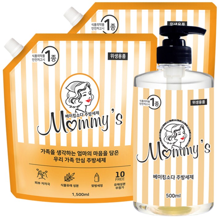 마미스 베이킹소다 주방세제 500ml + 1500ml 2p, 1세트