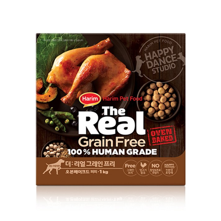 하림펫푸드 더리얼 그레인프리 오븐베이크드 퍼피 강아지사료, 닭, 1kg