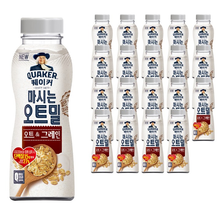 롯데제과 퀘이커 마시는오트밀 오트&그레인, 50g, 20개