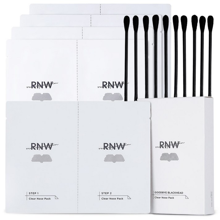 RNW 투스텝 클리어 노우즈 팩 step1 3g x 5p + step2 4g x 5p + 압출면봉 10p 세트, 1세트