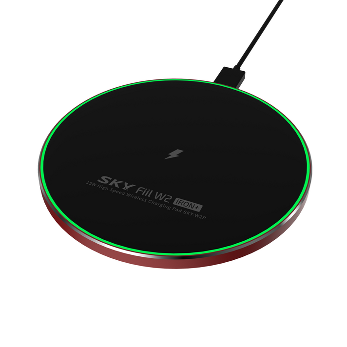 SKY 필 W2 아이언+ 15W 고속 무선충전기 패드 SKY-W2P, 블랙 + 레드, 1개