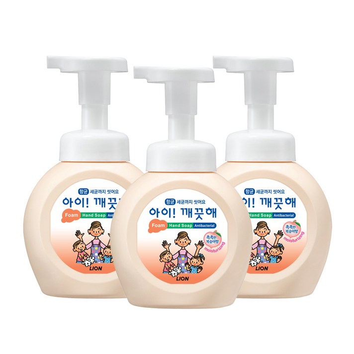 아이깨끗해 핸드워시 모이스처 복숭아, 3개입, 250ml
