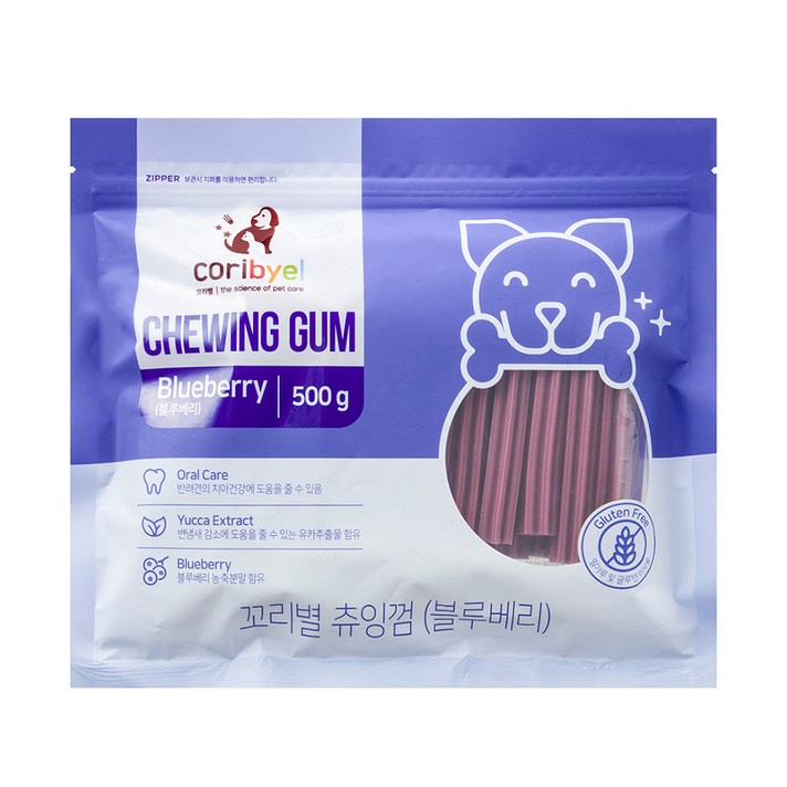 쿠팡 브랜드 - 꼬리별 강아지 츄잉껌 500g, 블루베리맛, 1개