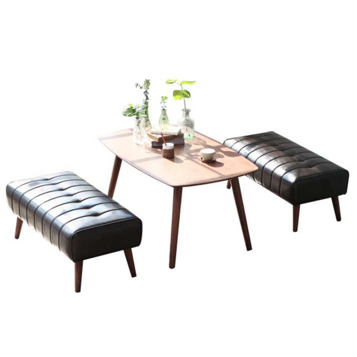 베스트리빙 피렌체 4인 카페테이블 + 2인 스툴 2개 세트, 모카브라운