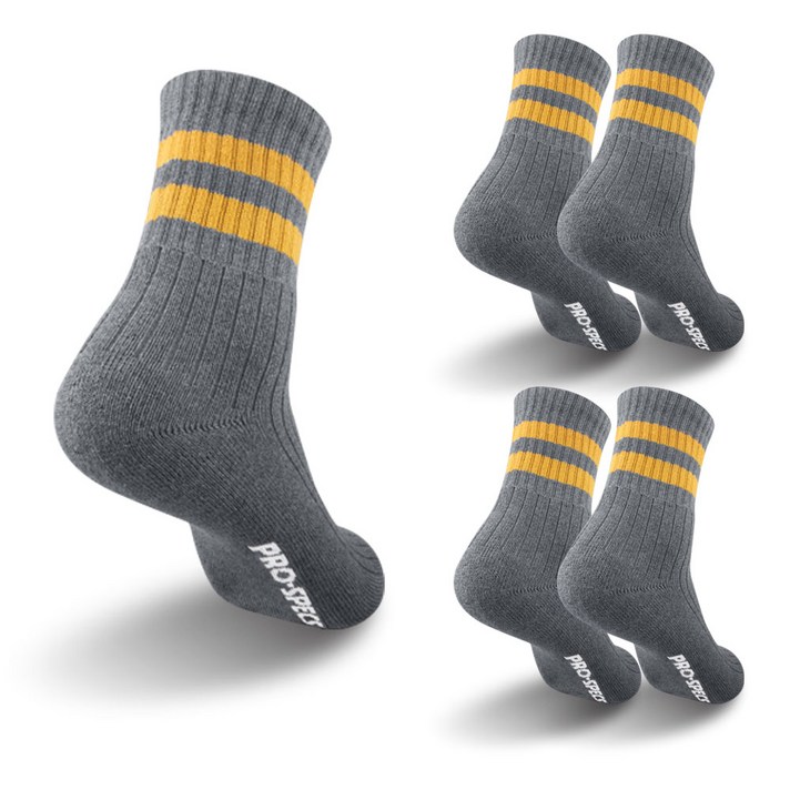 프로스펙스 남성용 중목 스포츠 파일 양말 5족 M19, 차콜