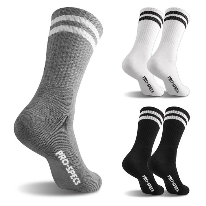 프로스펙스 남성용 장목 스포츠 파일 양말 5족 N19, 화이트2, 블랙2, 그레이