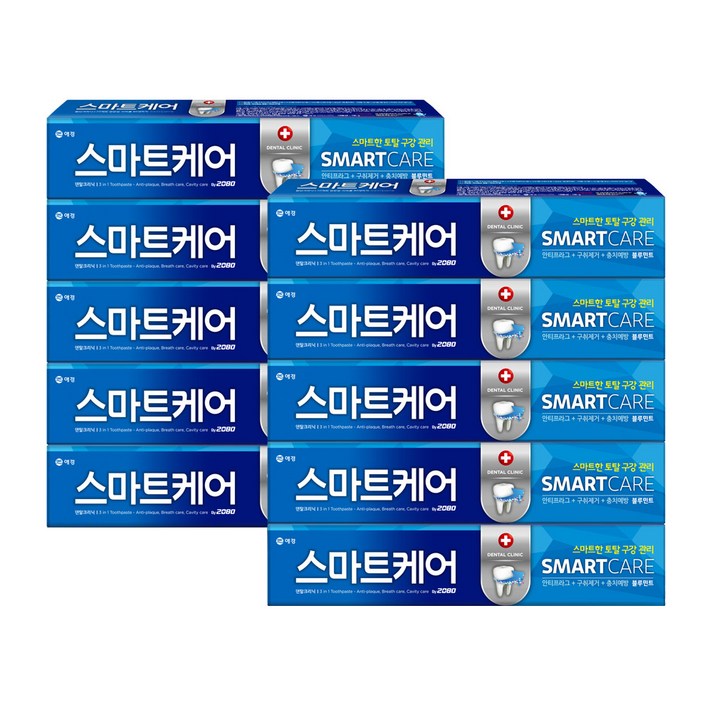2080 스마트케어 치약, 190g, 10개