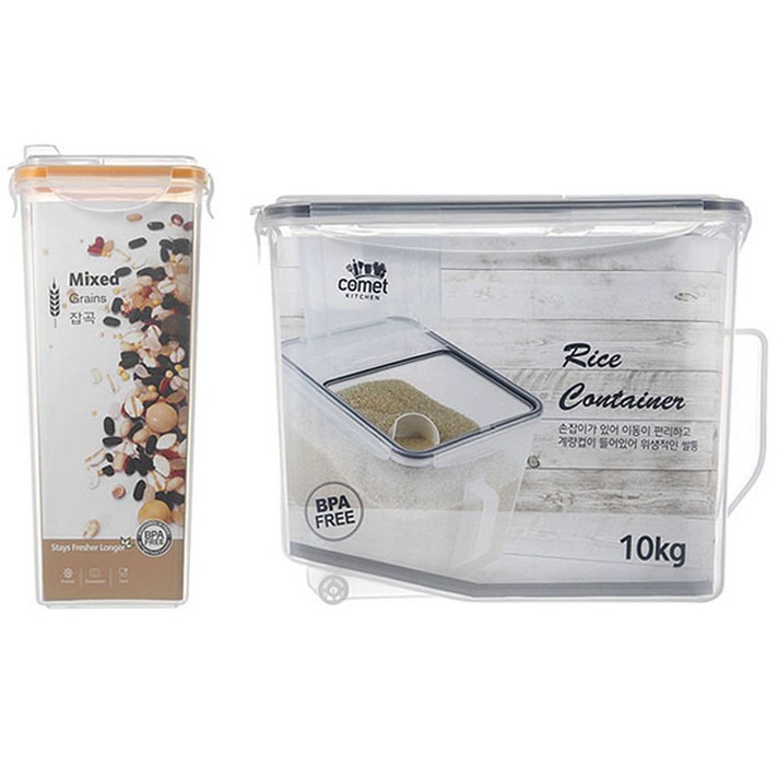 코멧 키친 쌀통 10kg + 잡곡 보관용기 2000ml