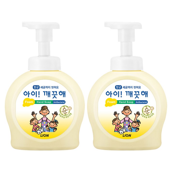 아이깨끗해 핸드워시 순 보송보송 파우더향, 490ml, 2개