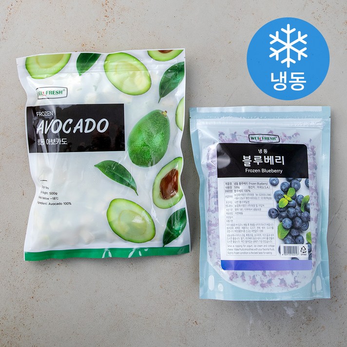 웰프레쉬 냉동블루베리 500g + 냉동아보카도 500g (냉동), 1세트