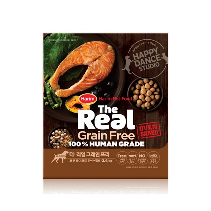 하림펫푸드 더리얼 그레인프리 오븐베이크드 어덜트 강아지사료, 2.4kg, 1개