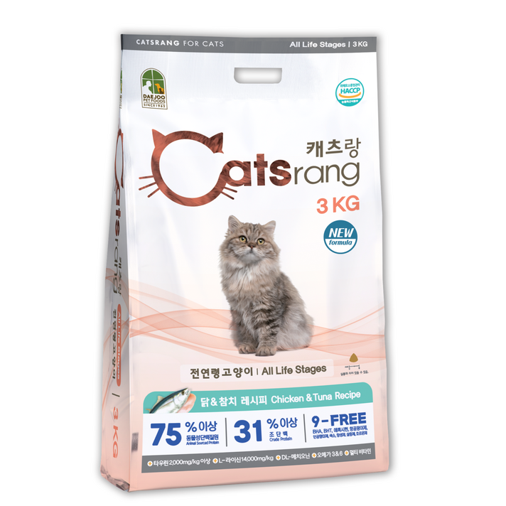 캐츠랑 NEW 전연령 올라이프 고양이 건식사료, 닭 + 참치, 3kg