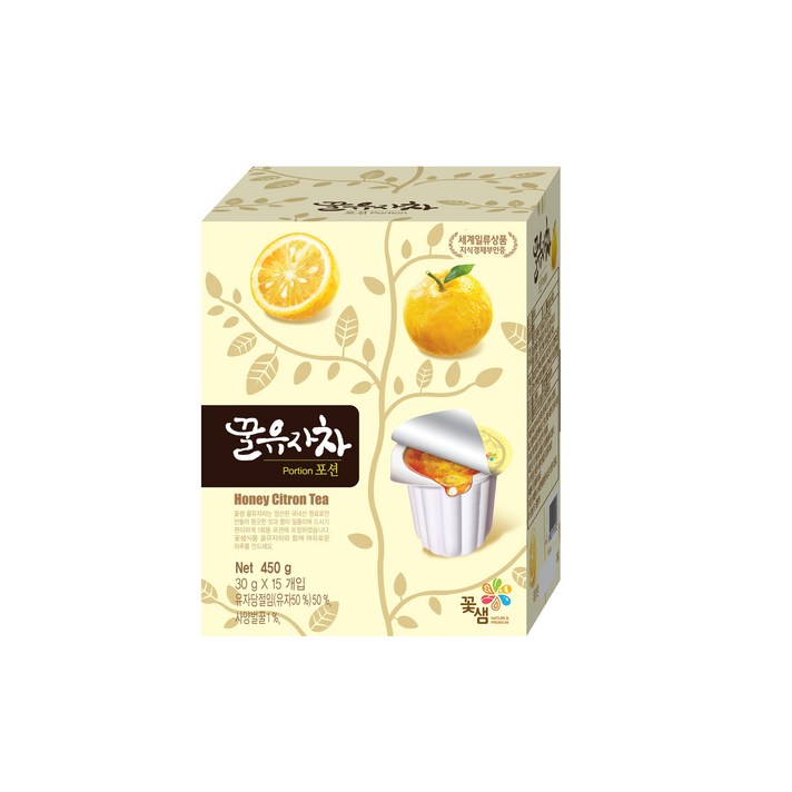 꽃샘식품 꿀유자차 포션, 30g, 15개