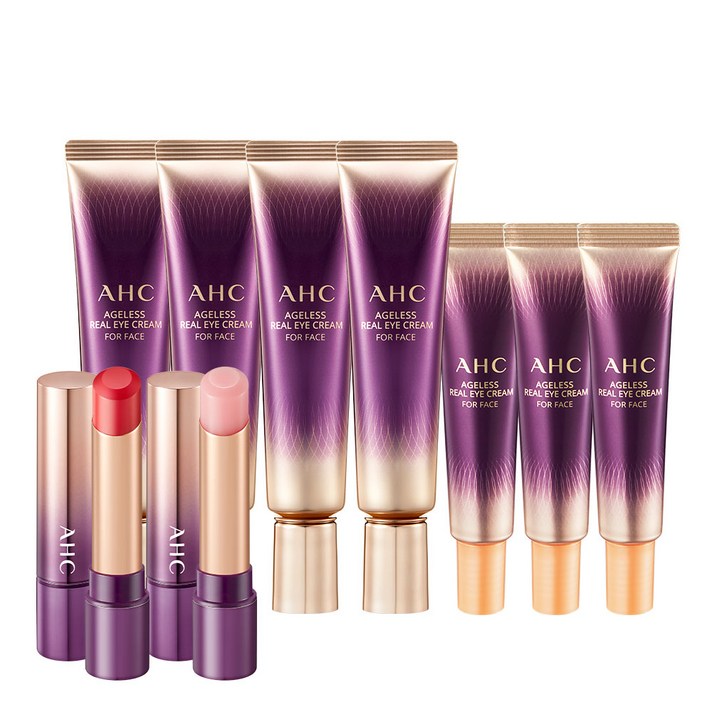 AHC 에이지리스 아이크림 30ml x 4p + 아이크림 12ml x 3p + 립 트리트먼트 핑크 + 코랄 스페셜 케어 세트, 1세트