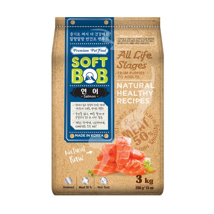 소프트밥 전연령 증기로 찐 사료, 생선, 3kg