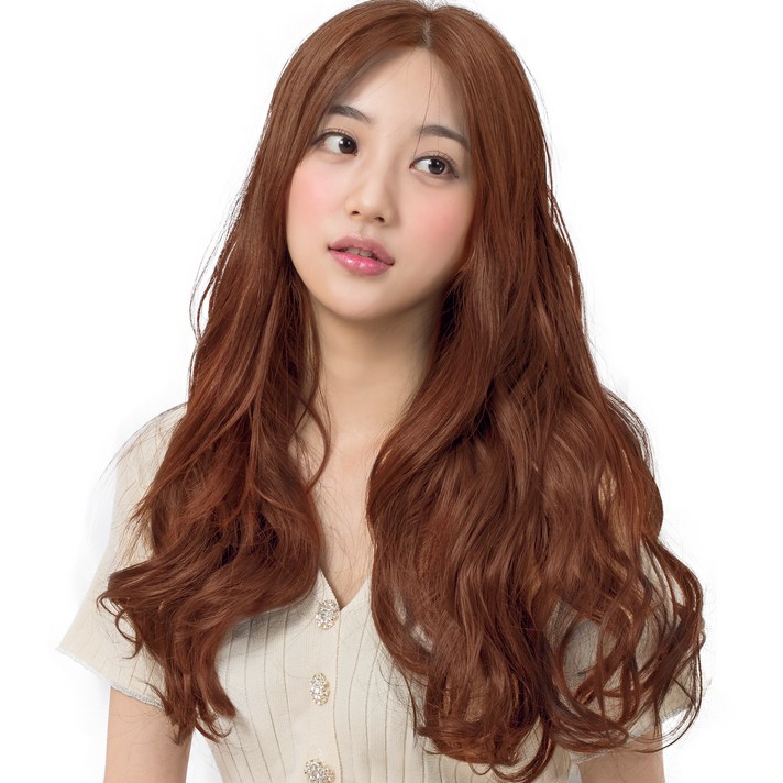 준 단색웨이브 붙임머리 50cm 195g, 라이트브라운, 1개