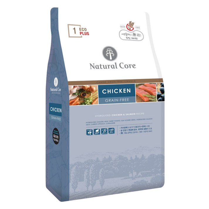 네츄럴코어 전연령 에코플러스1 그레인프리 치킨&연어 건식사료, 닭, 2kg