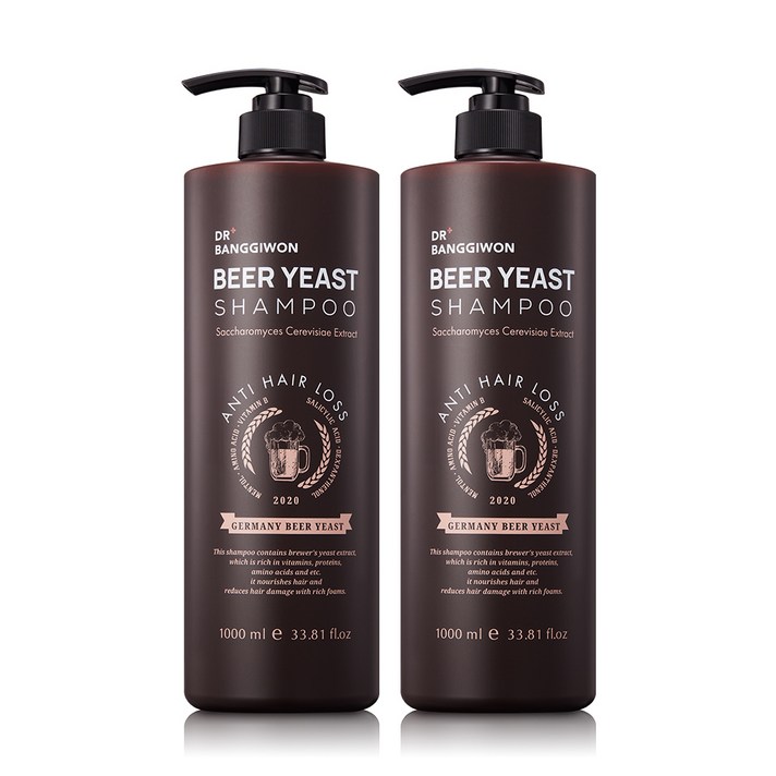 닥터방기원 맥주 효모 탈모증상 완화 샴푸, 1000ml, 2개