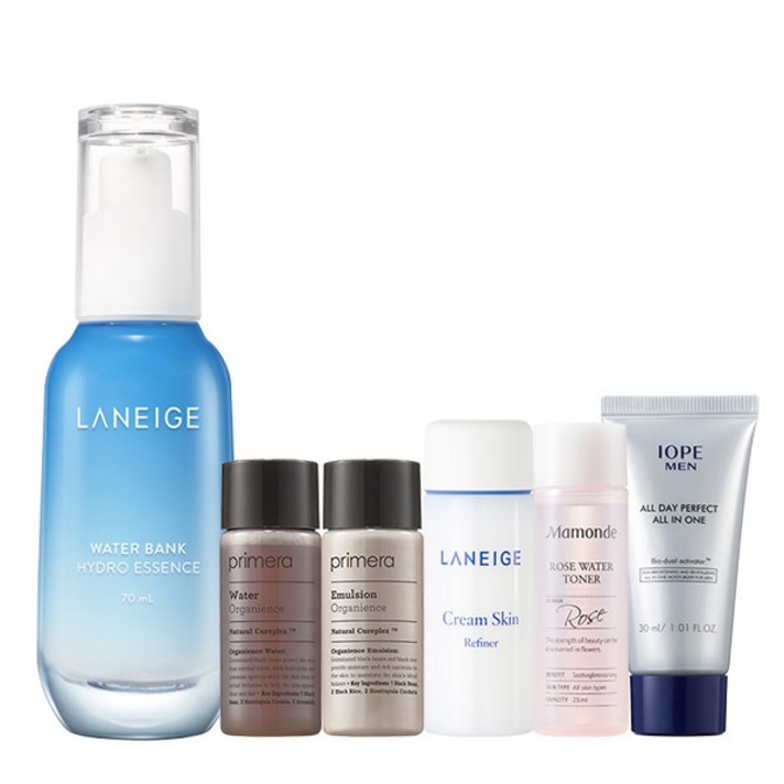 라네즈 워터뱅크 하이드로 에센스 70ml + 아모레퍼시픽 기초케어 5종, 1세트
