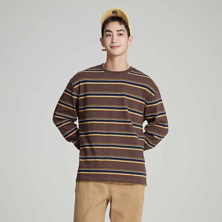스파오 오버핏 스트라이프 긴팔 티셔츠 SPLSB23C06
