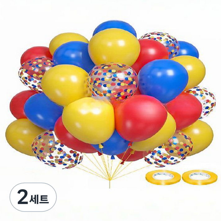 만들하비 컨페티 풍선 세트, 옐로우블루, 2세트 만들하비 컨페티 풍선 세트, 옐로우블루, 2세트