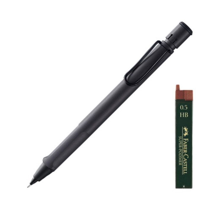 LAMY 사파리 샤프 117매트블랙 + 파버카스텔 샤프심 HB + 리플렛 + 케이스, 1세트, 0.5mm