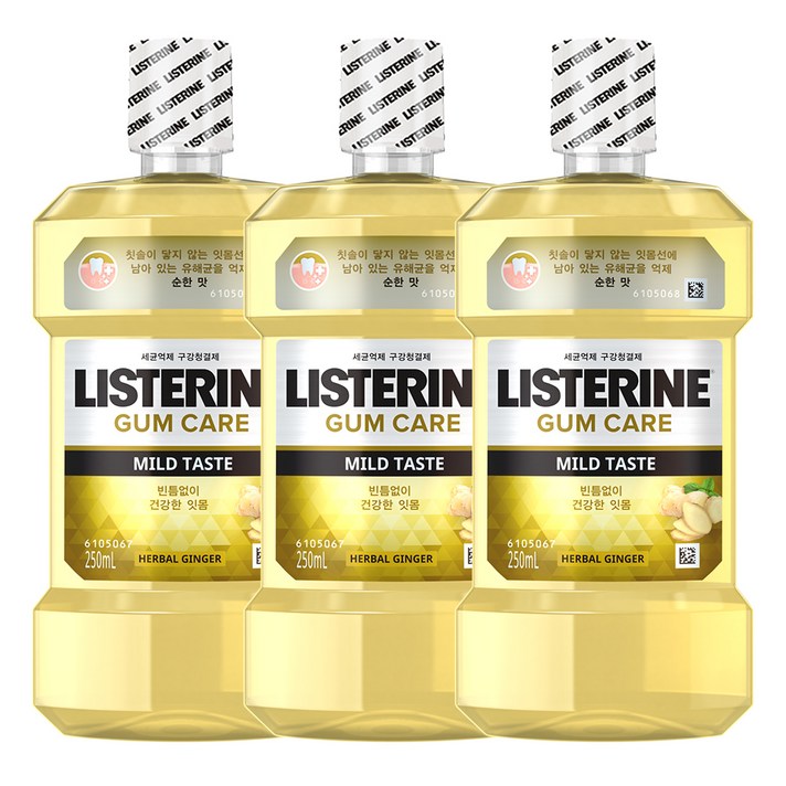 리스테린 검케어 마일드 휴대용 구강청결제, 250ml, 3개