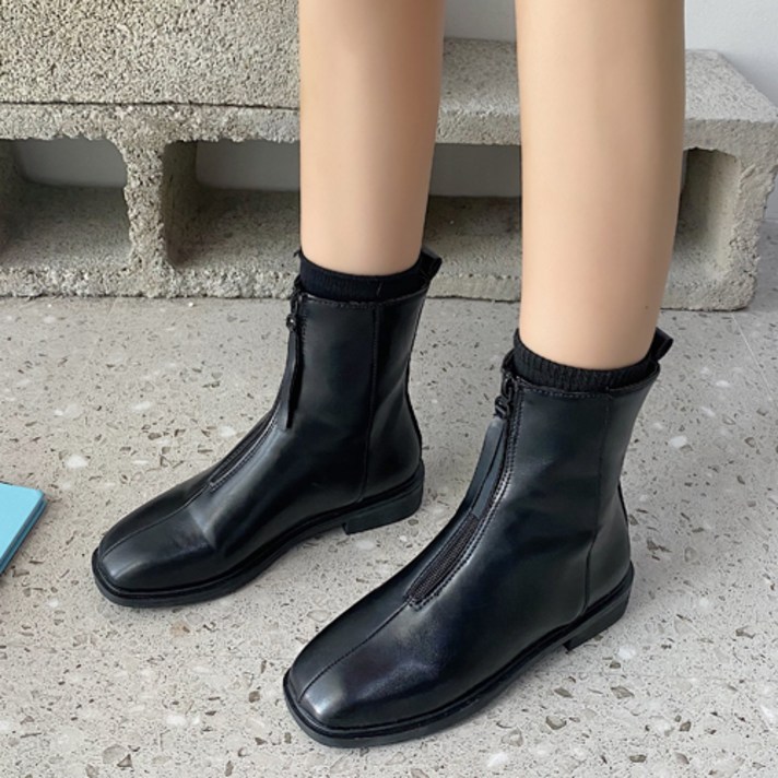 라블 가벼운 심플 지퍼 봄 여성부츠 3cm