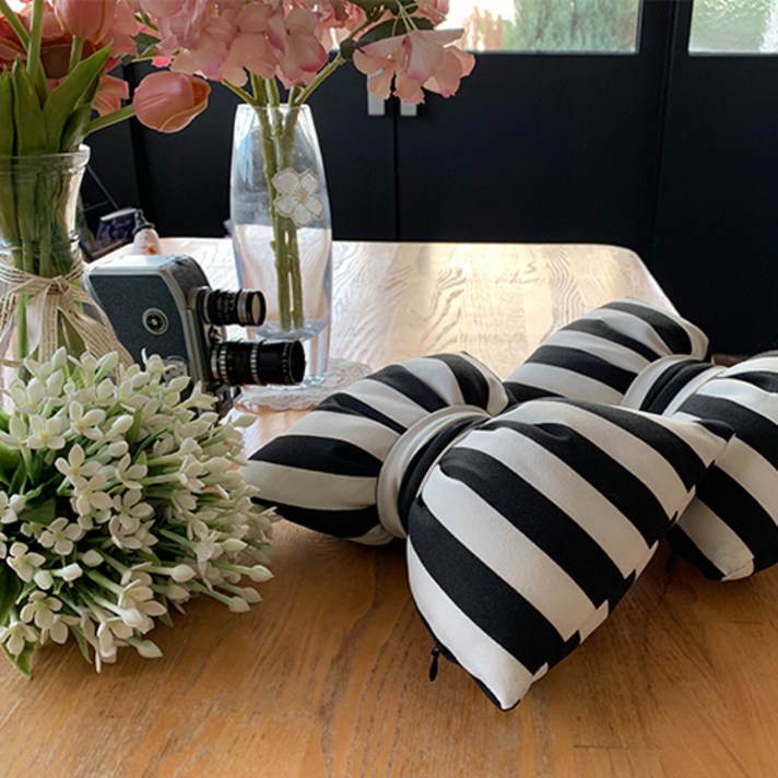 리본 차량용 목쿠션 베개 2p, 스트라이프