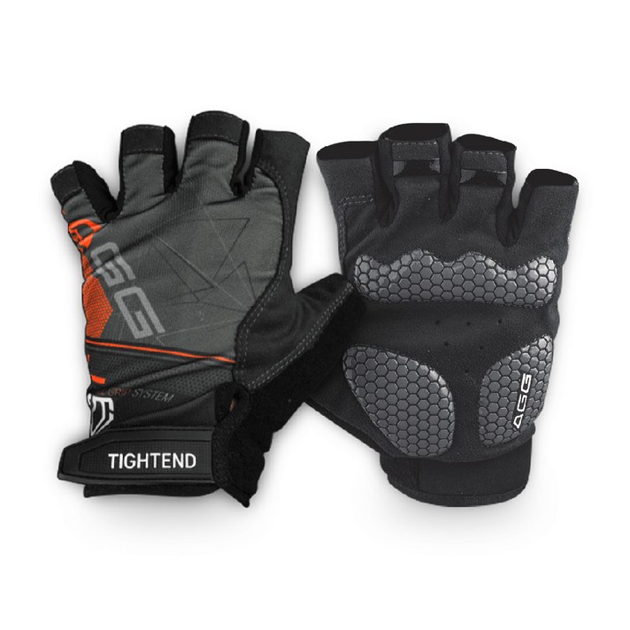타이트엔드 AGG 쿠션 패드 자전거 반장갑, 오렌지 + 블랙