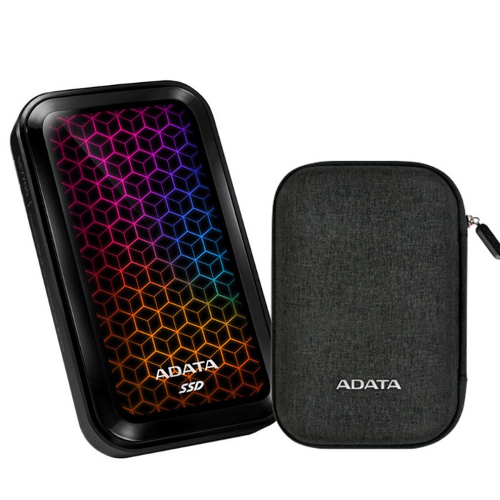 에이데이타 RGB 외장SSD NVME SE770G BLACK + 슬리브케이스, ASE770G-512GU32G2-CBK, 512GB