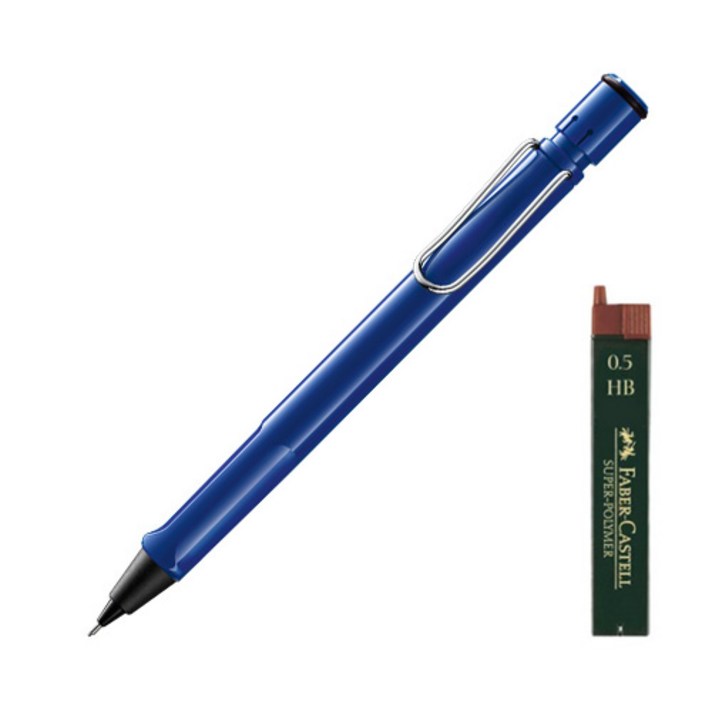 LAMY 사파리 샤프 114블루 + 파버카스텔 샤프심 HB + 리플렛 + 케이스, 1세트, 0.5mm