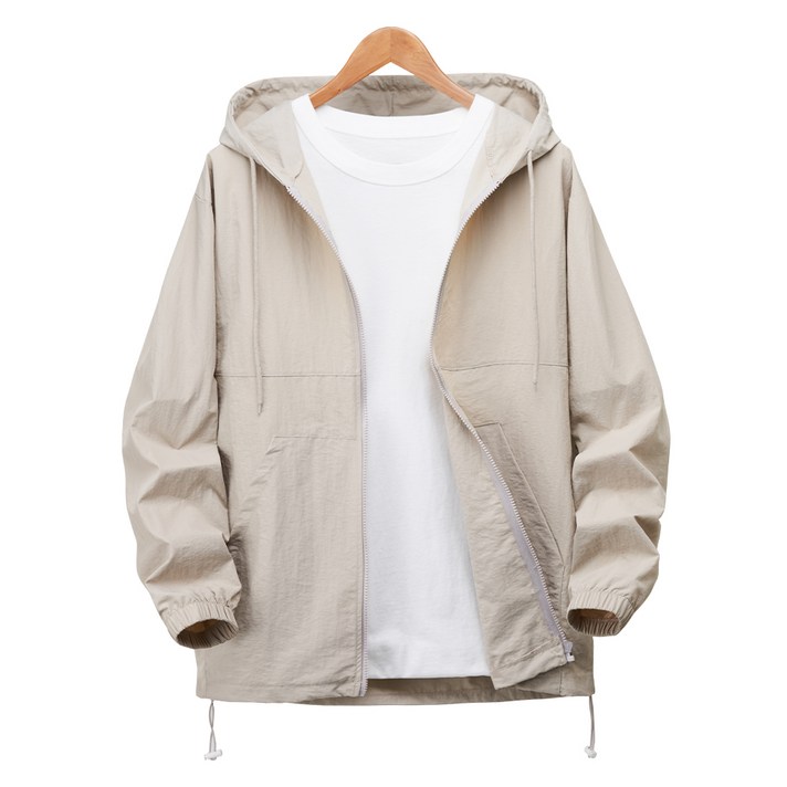 언탭트 남여공용 오버핏 아노락 풀집업 바람막이 후드 점퍼