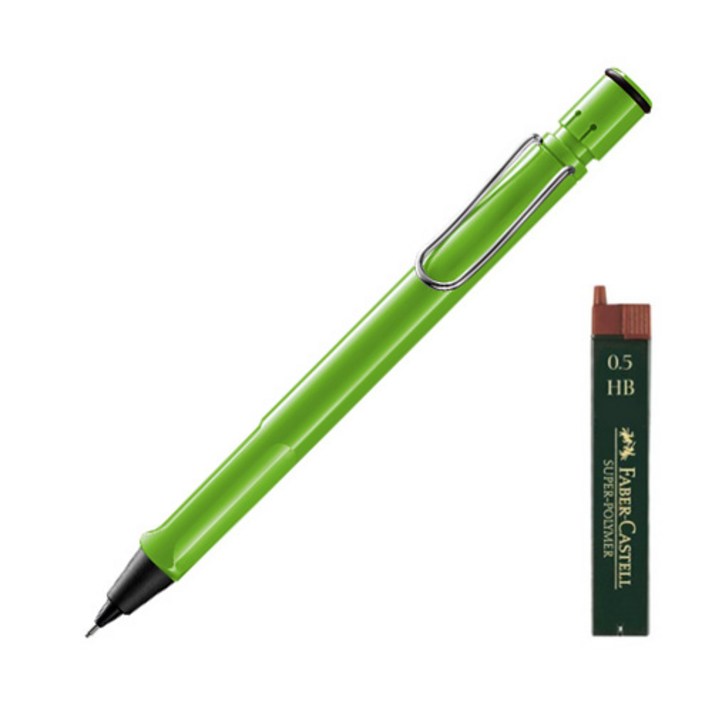 LAMY 사파리 샤프 113그린 + 파버카스텔 샤프심 HB + 리플렛 + 케이스, 1세트, 0.5mm