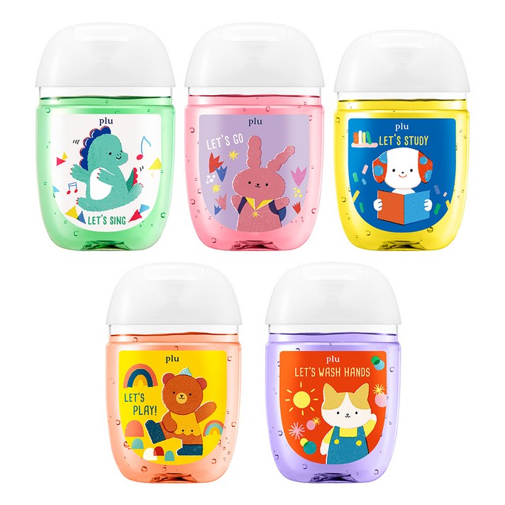 플루 클린 손소독제겔 5종 세트 블루베리 + 자몽 + 알로에 + 애플 + 피치, 30ml, 1세트