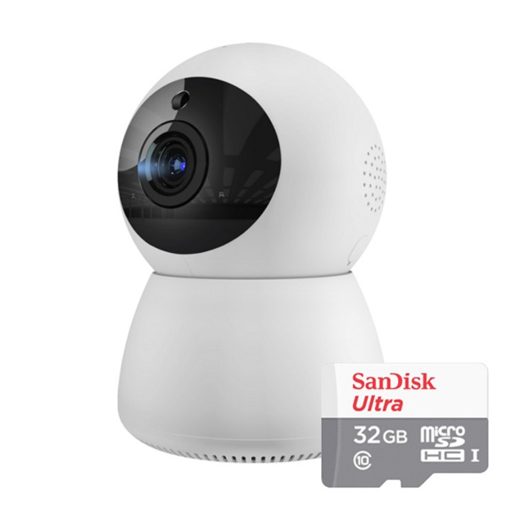 펭카 미캠 FULL HD 200만화소 홈CCTV IP네트워크 회전형 + SD 메모리 카드 32GB, PD204